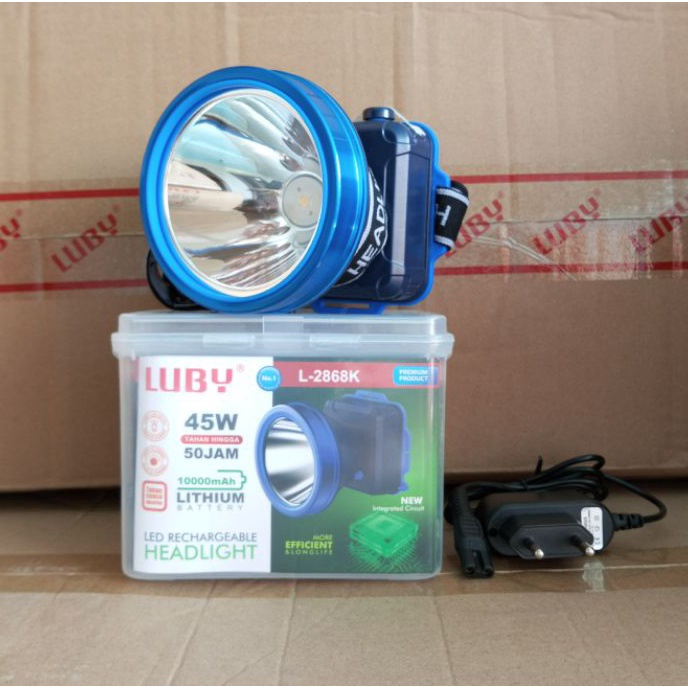 12.12 sale Luby Senter Kepala Headlamp 45 Watt 10000 mAh L- 2868&20 Watt 