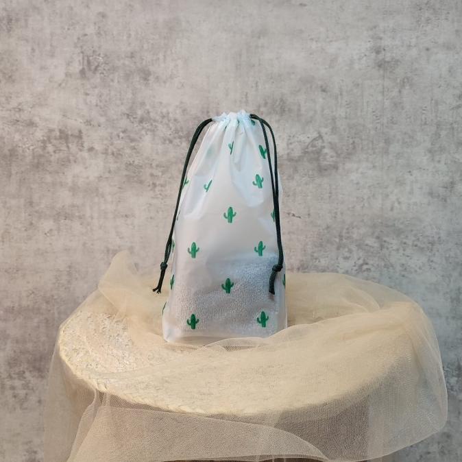 ~~~] Pouch Serut Motif Kaktus 25x35 Pouch Tali Serut Travel Pouch Organizer