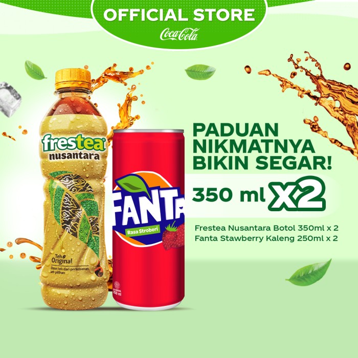 

Frestea Nusantara Botol 350ml x 2 - Fanta Stawberry Kaleng 250ml x 2