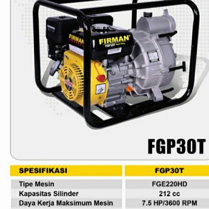 MESIN POMPA SEDOT LUMPUR / FIRMAN FGP 30T " TRANSHUMP"