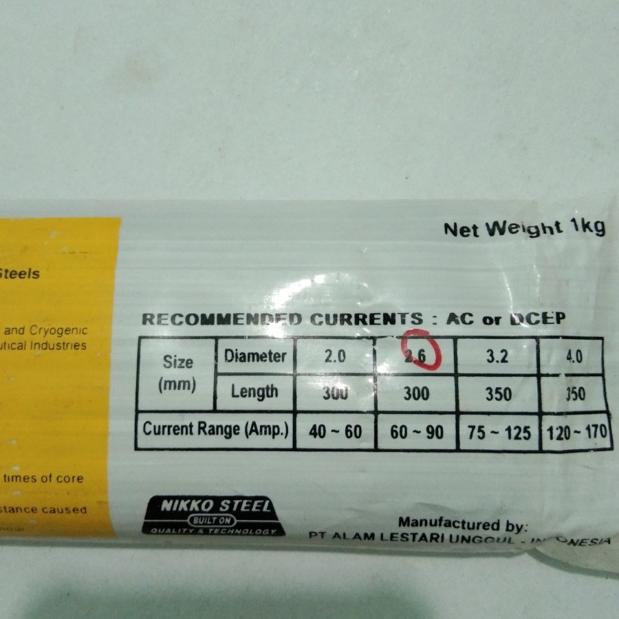 Kawat Las Nikko Steel Stainless Nsn 308 2.6Mm