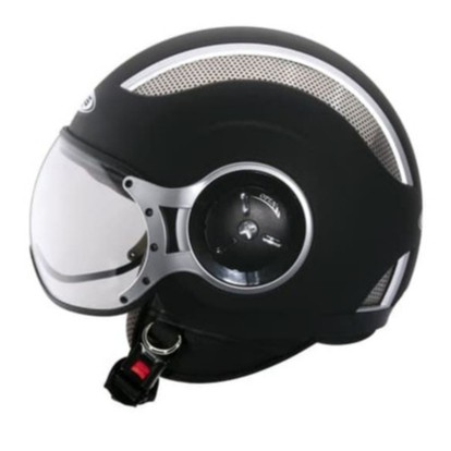 Zeus Zs-218 Matt Black Helm Retro Helm Half Face Zs218