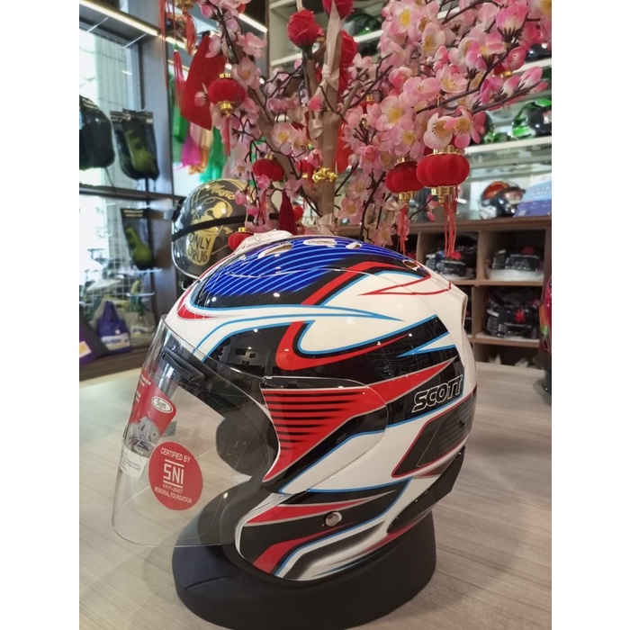 ( Free Stiker ) Helm Half Face / Helm Scott Ram 4 Polos / Helm Halffac