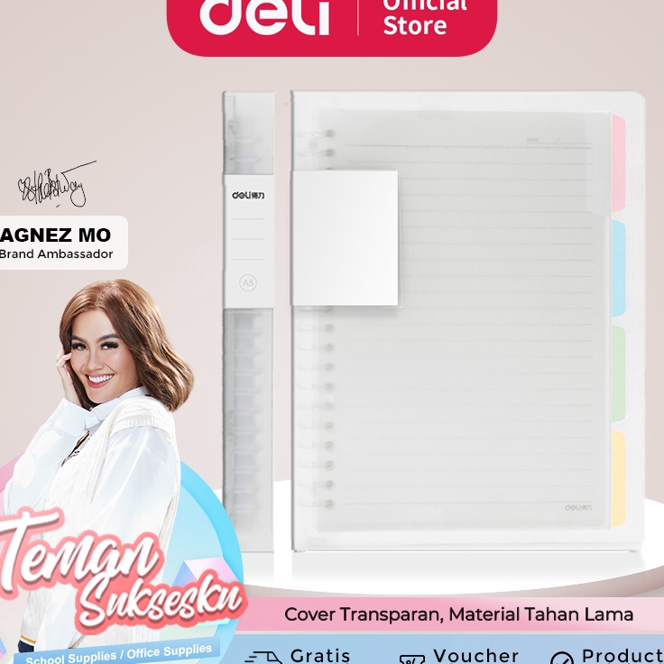 

TFCF5009 Deli Loose Leaf / Buku Catatan Binder Clip Notebook 60 Lembar QHX560