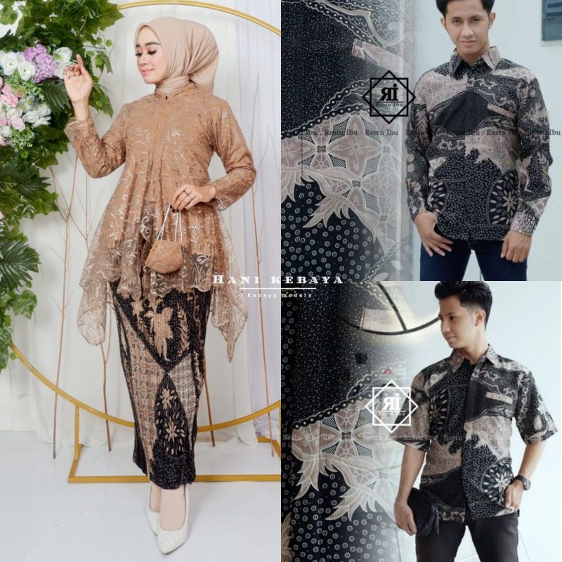 Couple Tunik Maury Kebaya Modern Couple Kebaya Lamaran Kemeja Batik Couple Pasangan Kondangan