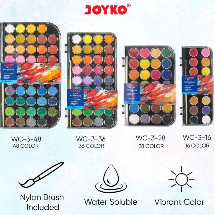 

Updatea1A9m joyko watercolor cake/cat air padat WC-3 16/28/36/48 warna
