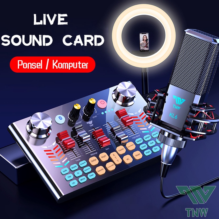 PALING DIMINATI TNW-V18 Sound Card Bluetooth Live SoundCard V18 Soundcard Audio Live Mixer untuk Liv