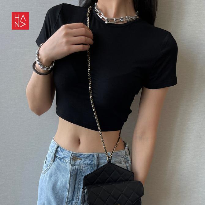 HanaFashion - Mey Backless Crop Top Kaos Wanita - CT070