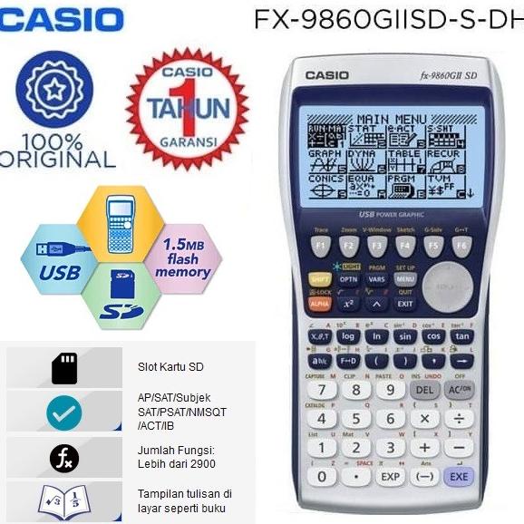 

*#*#*#] Kalkulator Grafik Ilmiah Aljabar Casio FX9860GII SD USB & MicroSD Card