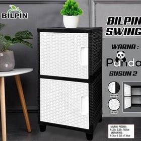 `````````] Lemari Plastik Akako Swing Susun 2 Panda Hitam Putih