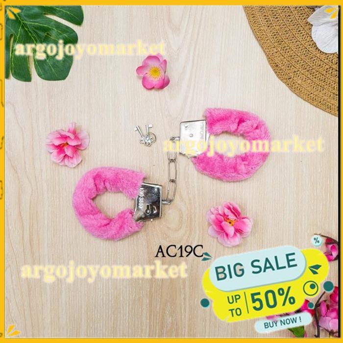 GEMBOK BORGOL BULU CINTA HANDCUFF LINGERIE SEXY PINK AC19C BAHAN BERKUALITAS