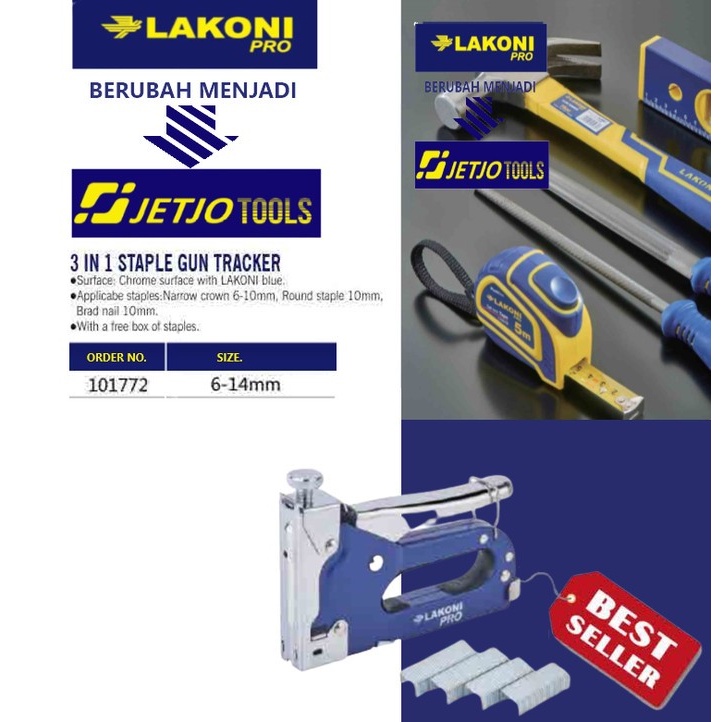 

Jetjo Stapler Gun Taer / Staples Kayu Dan Triplek 3 In 1/ Lakoni Pro