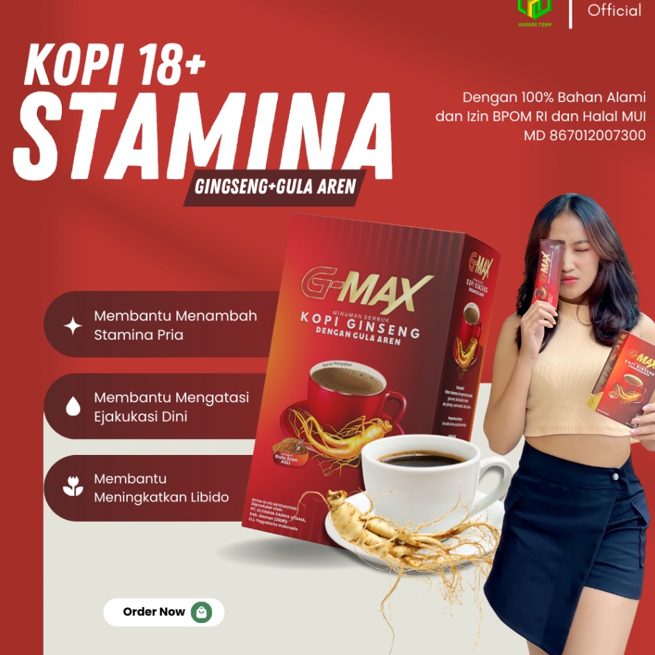 

PLPY3033 G-MAX COFFE - KOPI GINGSENG PENAMBAH STAMINA PRIA DEWASA ORIGINAL BPOM