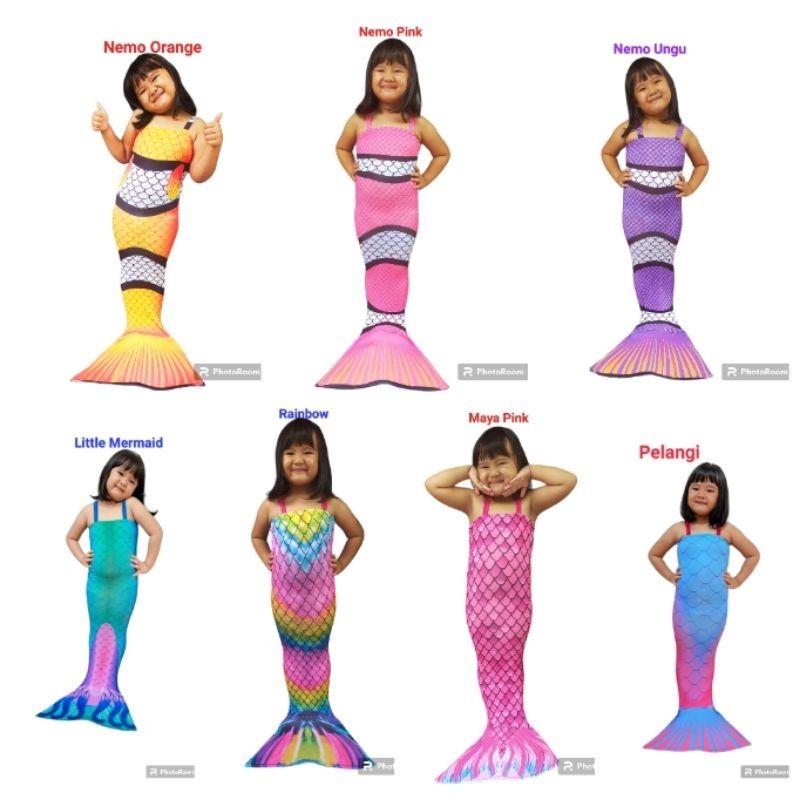BZMW5202  ( BISA COD ) Glosir Kostum Mermaid Putri Duyung Baju Renang The Little Mermaid, Ariel Sisi