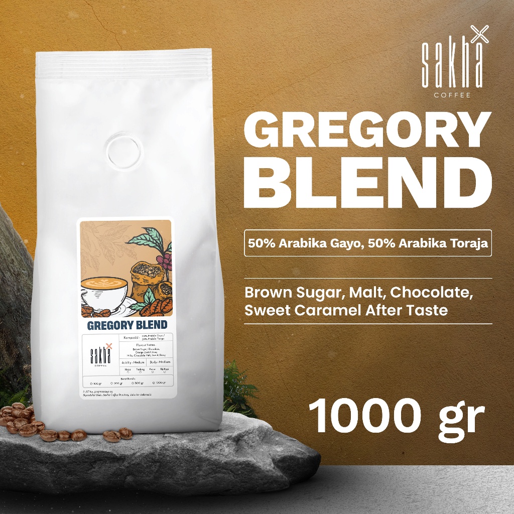 

Kopi Arabika Gregory Espresso Blend Arabica Coffe Bean Biji Bubuk 1Kg