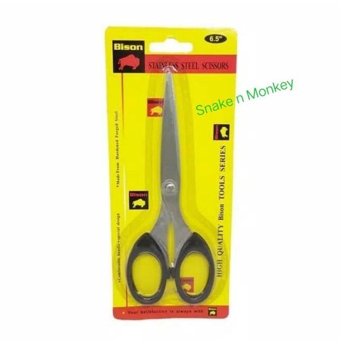 

Produk Unggulan] Gunting kertas/Gunting kain serbaguna Merk BISON 6,5" Stainless