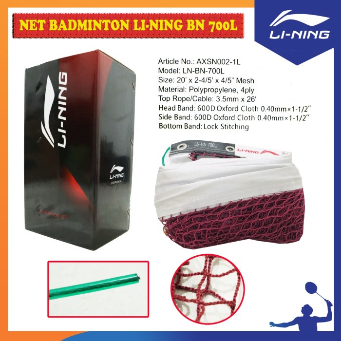 [Best Seller] Lining Net Badminton Bn 700L Long Original Berkualitas