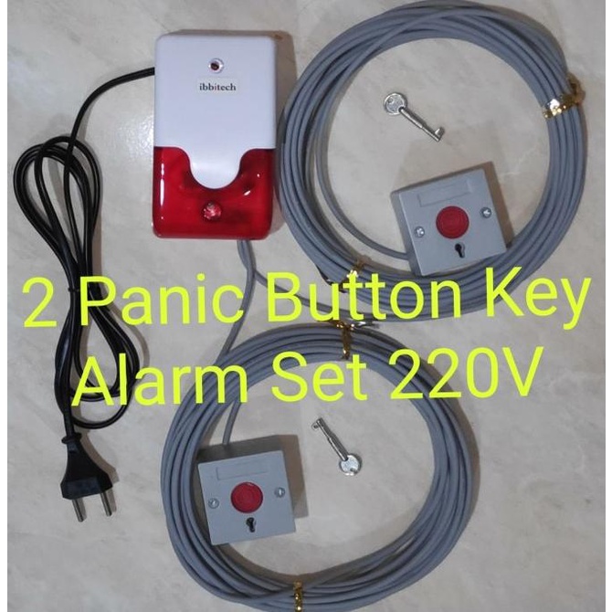 TERBARU  2 Panic Button Key Alarm Set tombol panik rumah sakit siap pakai 220V
