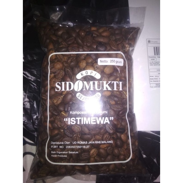 

100% kopi robusta sidomukti Istimewa roasting bean 250g