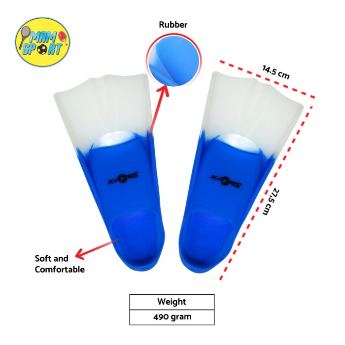 Fin Swiming Rubber Kaki Katak SHORX Short XS XXS Original