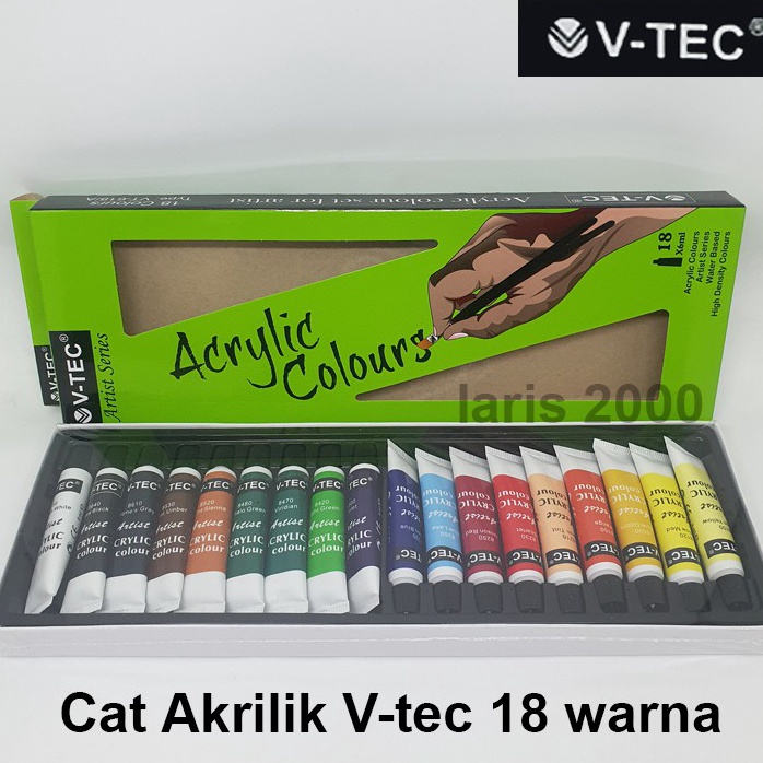 

New Collection7d7Cr V-tec Cat Akrilik / Cat Acrylic Colour Paint Set 18 Warna Vtec Lukis Kanvas