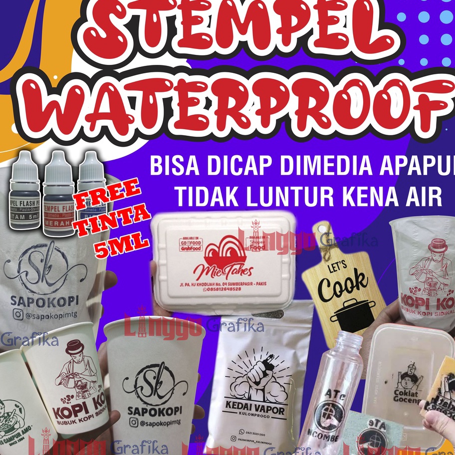 

STR457 Stempel Plastik | Cup Gelas | Sterofoam | Mika | Kayu | Polymailer | Standing Pouch Tinta Permanen Waterproof |