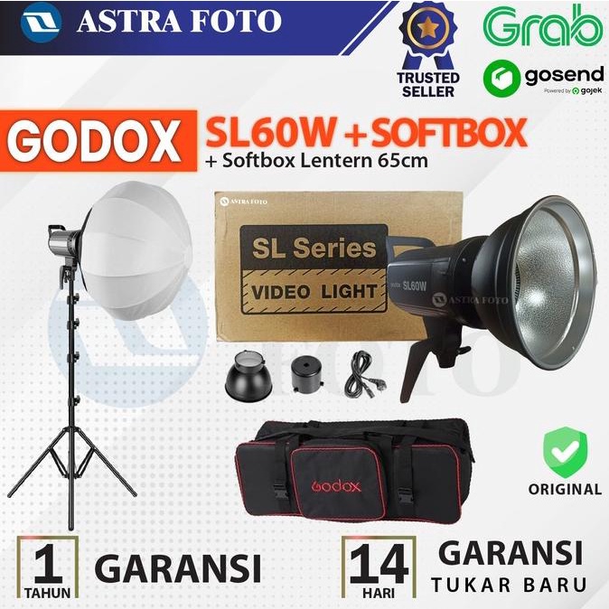 BARU !!! Paket Godox SL60w + Softbox Lantern 65cm + Lighstand - SL60 - SL 60 W