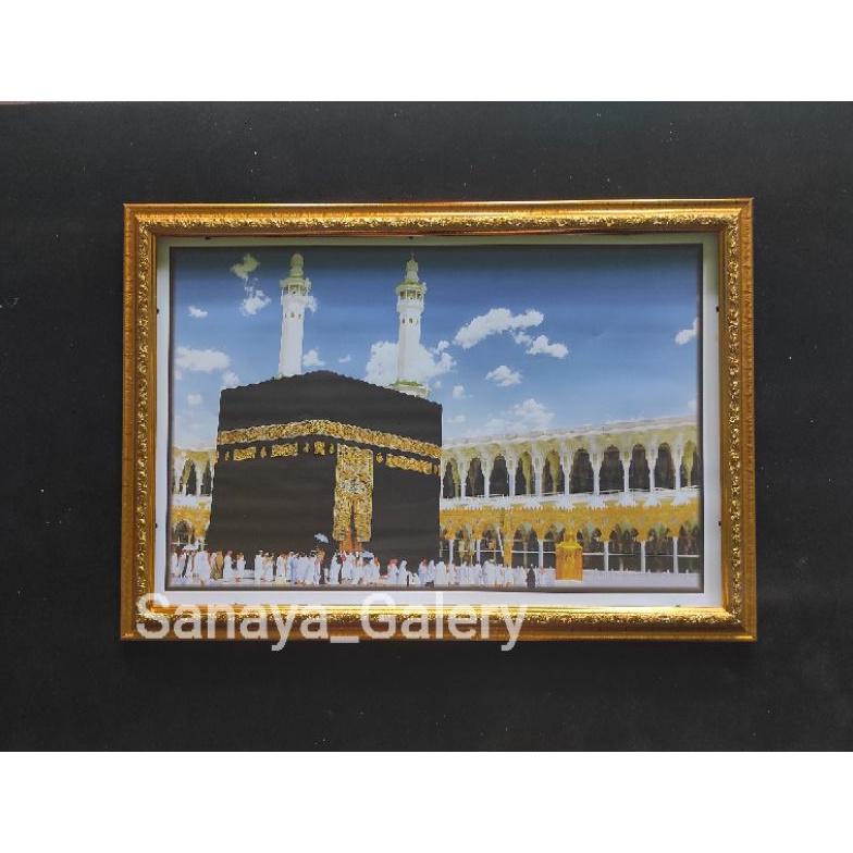 hiasan dinding gambar mekah kabah 3751 cm bingkai Murah