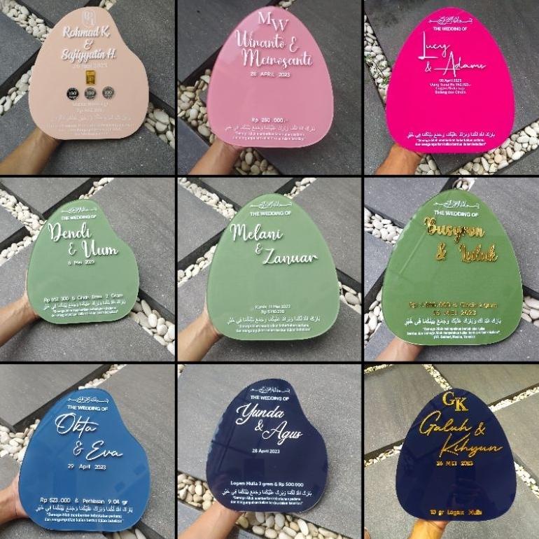 Tetes Air Mahar Akrilik Brush Acrylic Huruf Timbul Tulisan Pernikahan