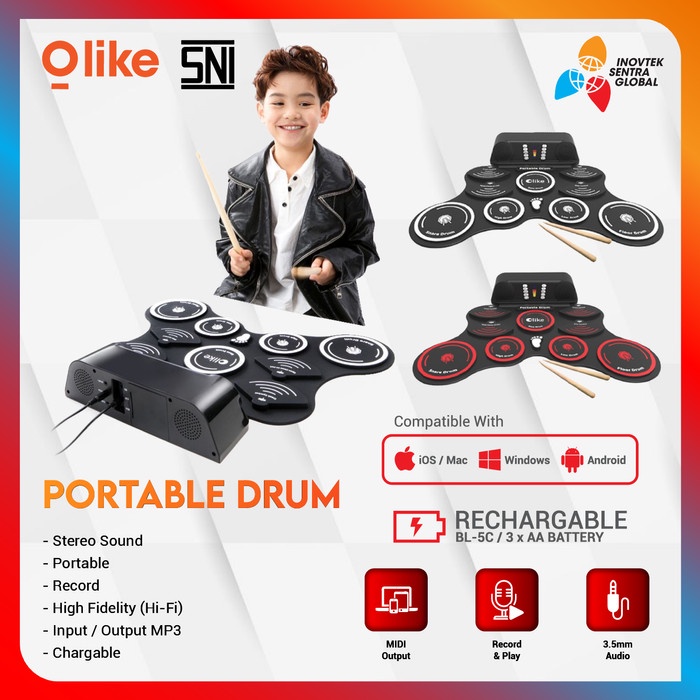 Bestseller Olike Portable Drum Elektrik / Electronic Drum - Garansi Resmi