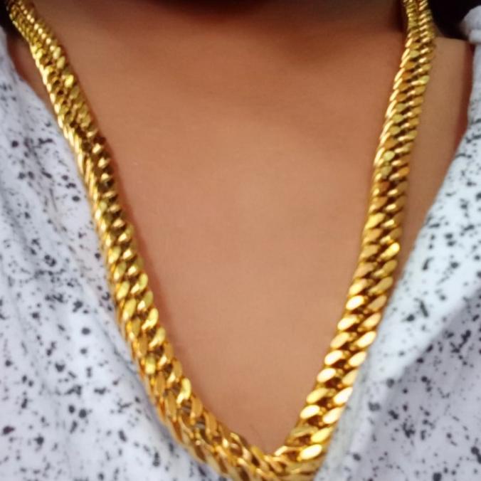 Kalung Pria Rantai Besar Super Big Titanium Gold Emas