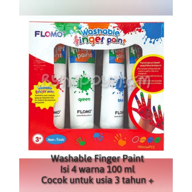 

Flomo Finger Paint Set Washable Non Toxic (4 Colors) @ 100 Ml Mainan Anak Cat Air Mudah Dicuci