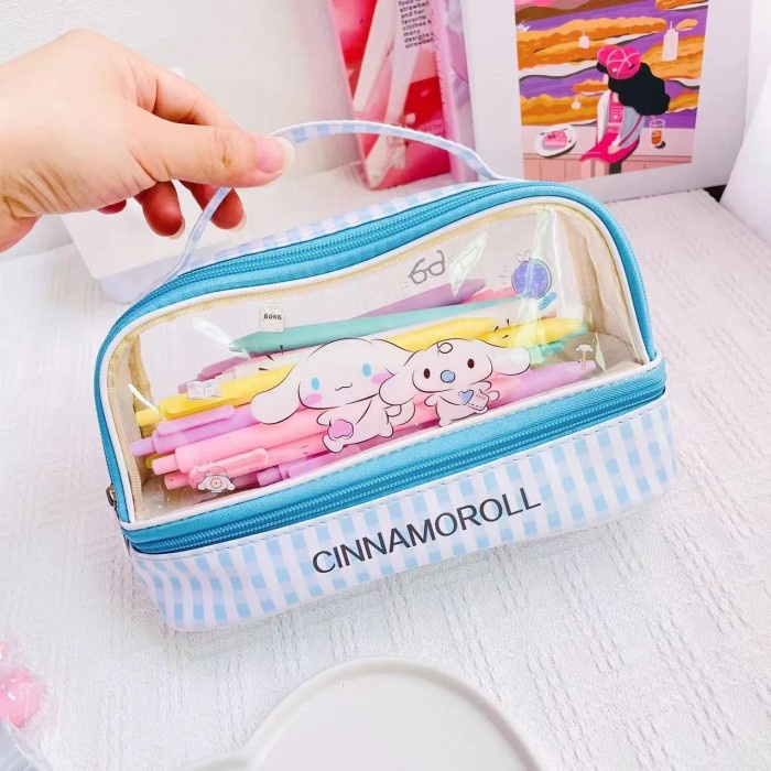 

Terlaris Sanrio Cinnamoroll Kuromi Double Decker Pencil Case