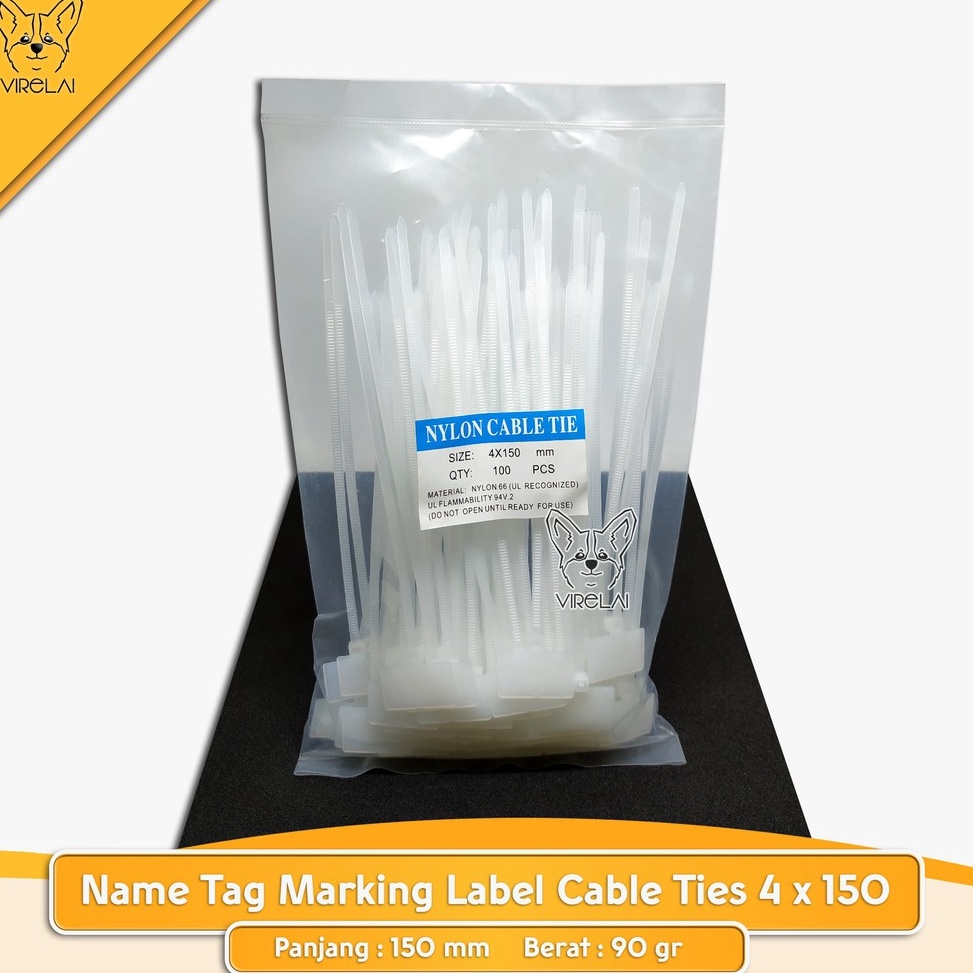 Sale.. [100 Biji] Name Tag Marking Label Cable Ties / Kabel Ties Bendera 4 x 150 / 200