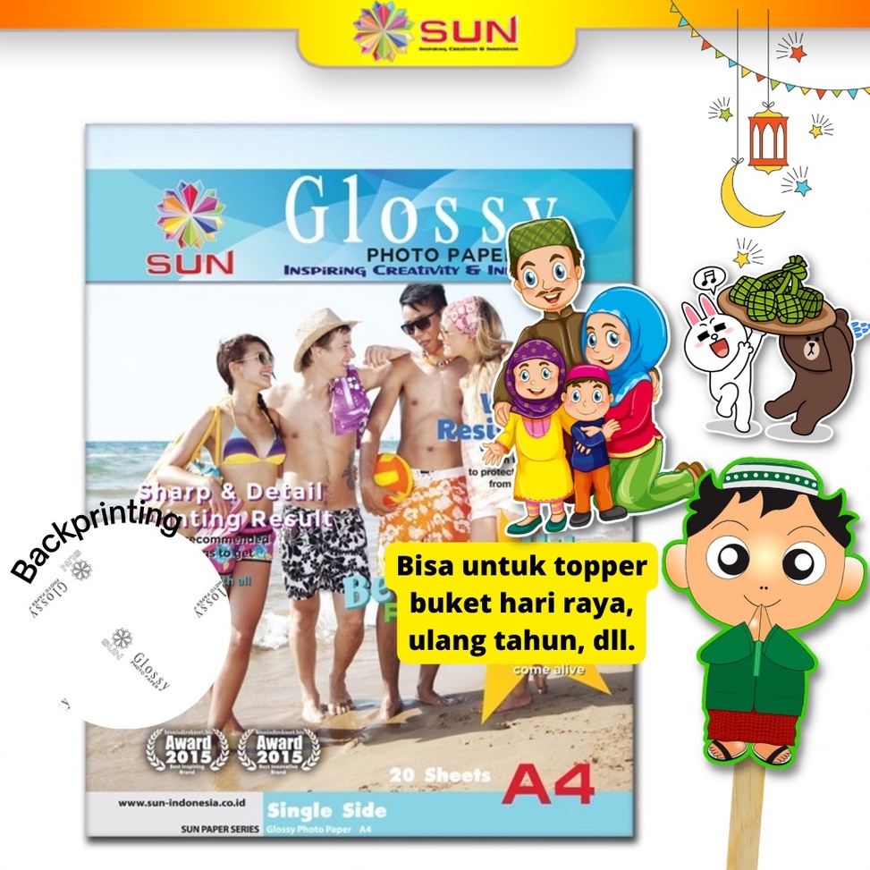 

New Mart Kertas Foto Glossy A4 Premium 265, 240, 210, 185 gsm - SUN NG Glossy Photo Paper Single side Ketebalan 180, 185, 200, 210, 230, 240, 260, 265 gsm Professional ( Support epson/canon/hp/brother ori (dye ) - 664, 003, 673, 001 )