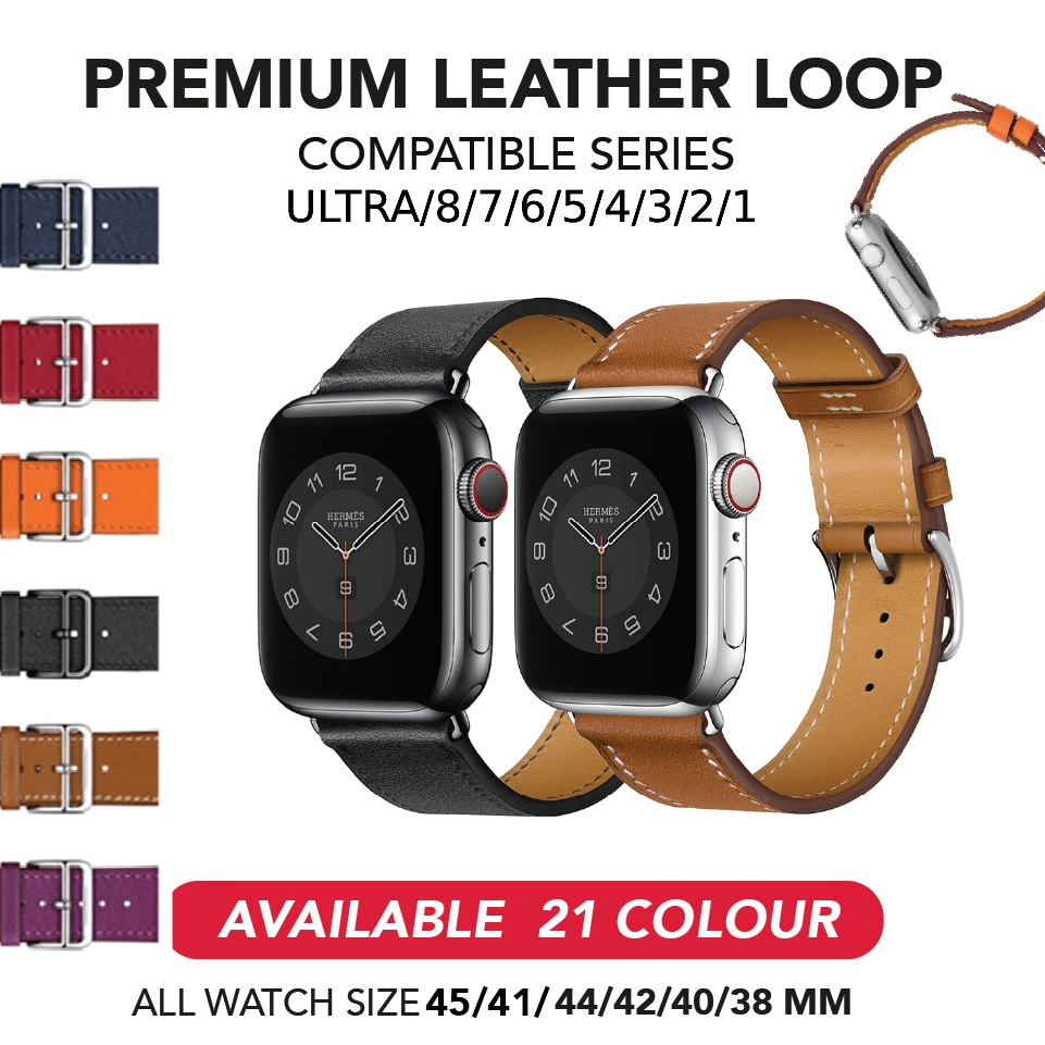 BOOMING Strap untuk Apple Watch IWO HW 38 40 42 44 41 45 49 mm Tali Jam Tangan Strap KULIT PREMIUM l
