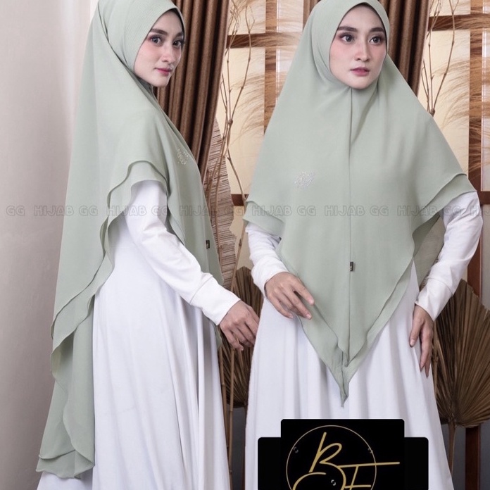 (K㊖F Q] TERBARU  KHIMAR BARAKA WARNA SAGE GREEN PENGAJIAN / KHIMAR DENIM UMROH / HIJAB ARMY BUAT PEN