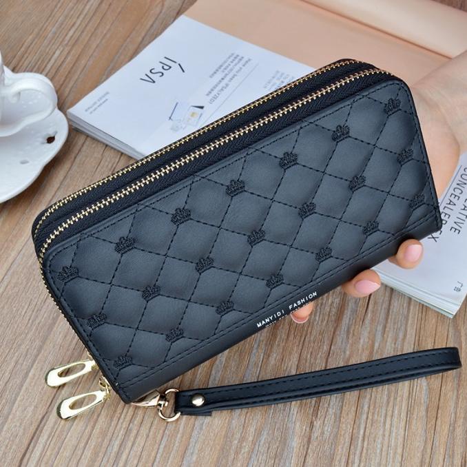 DOMPET PANJANG WANITA 2 RESLETING KULIT PREMIUM IMPORT NAOMI KARTU ORI