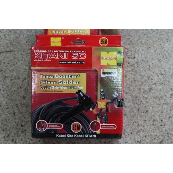 Kabel Antena TV Kitani 5C 2V Panjang 25 Meter - Kabel Antena Terbaik