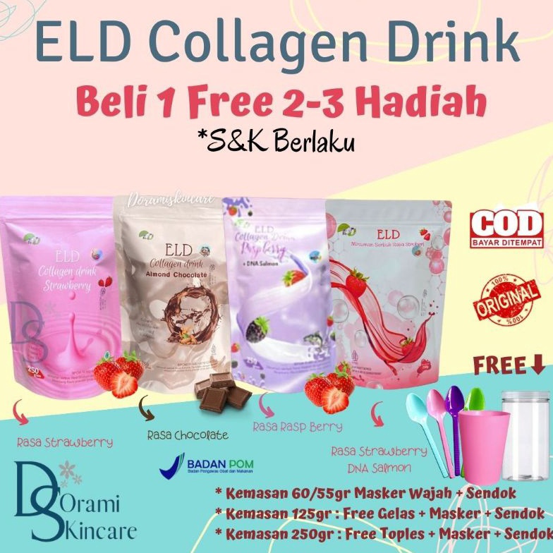 

7.7 Promo >> BELI 1 GRATIS 1 HADIAH - ELD COLLAGEN DRINK STRAWBERRY MINUMAN PEMUTIH BADAN COLAGEN AMAN BPOM HALAL MUI (FREE MASKER ORGANIK)