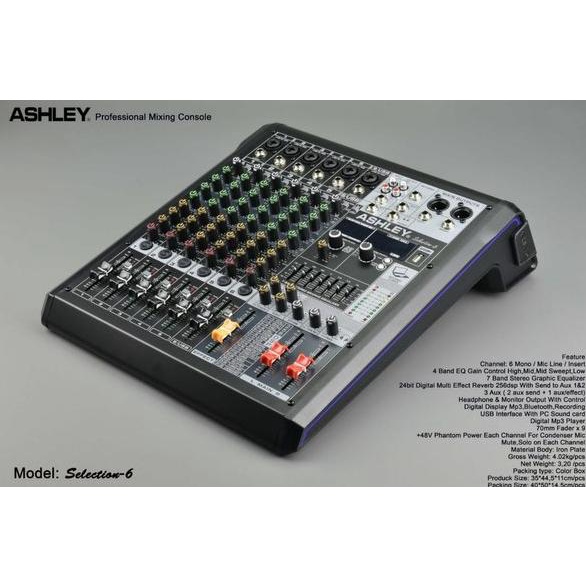 Mixer Ashley 6 Channel Selection-6 Bluetooth Usb Equalizer Original