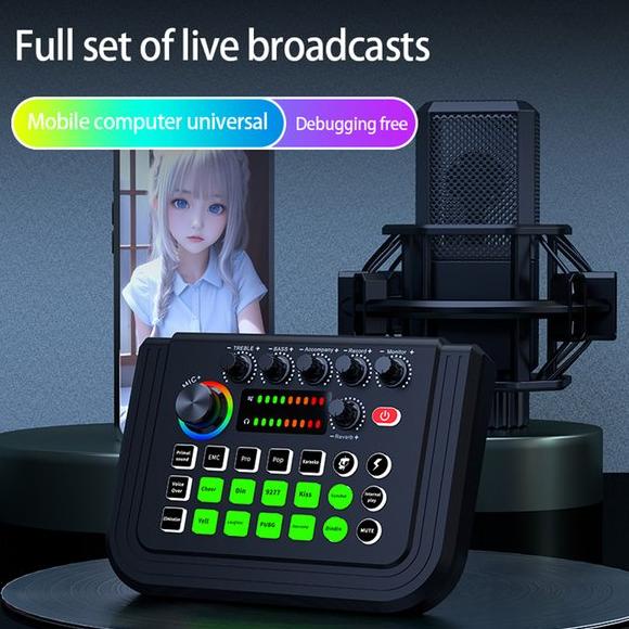 FREE ONGKIR SDFFJYJK Mixer Audio External Sound Card Live Bluetooth 17 Effects - V80 - Black