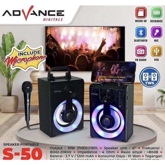 Speaker Bluetooth MP3 Advance S 50