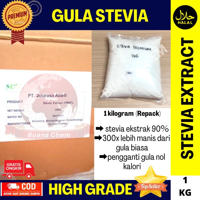 

Stevia Powder Natural Sweetener 1kg / Bibit Pemanis Alami Serbuk Bubuk
