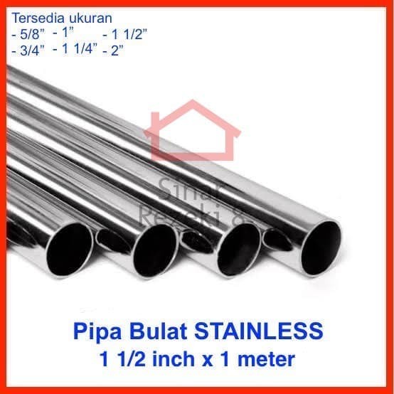 

1 1/2" Inch X 1 Meter Pipa Bulat Ss Stainless Gantungan Baju