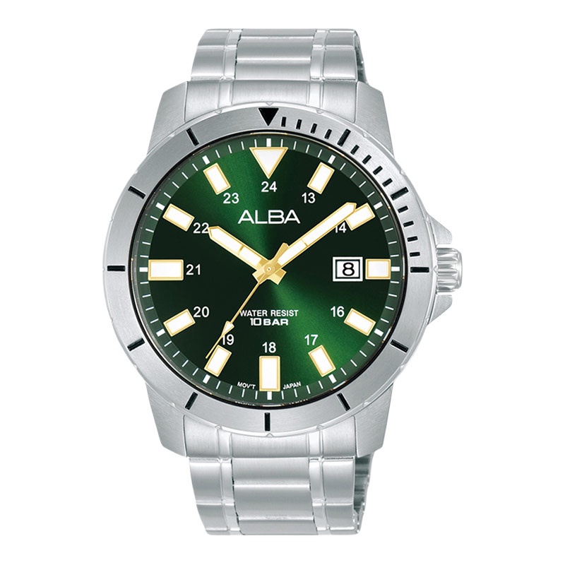 Jam Tangan Pria Alba Active AS9R95X1 Green Dial Stainless Steel Strap