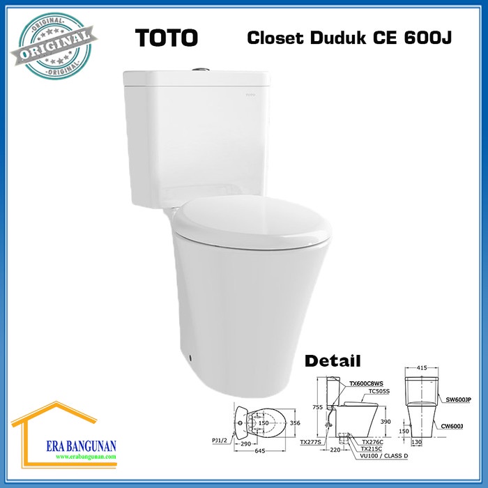 CLOSET TOTO CW 600 J TUTUP SOFT CLOSING