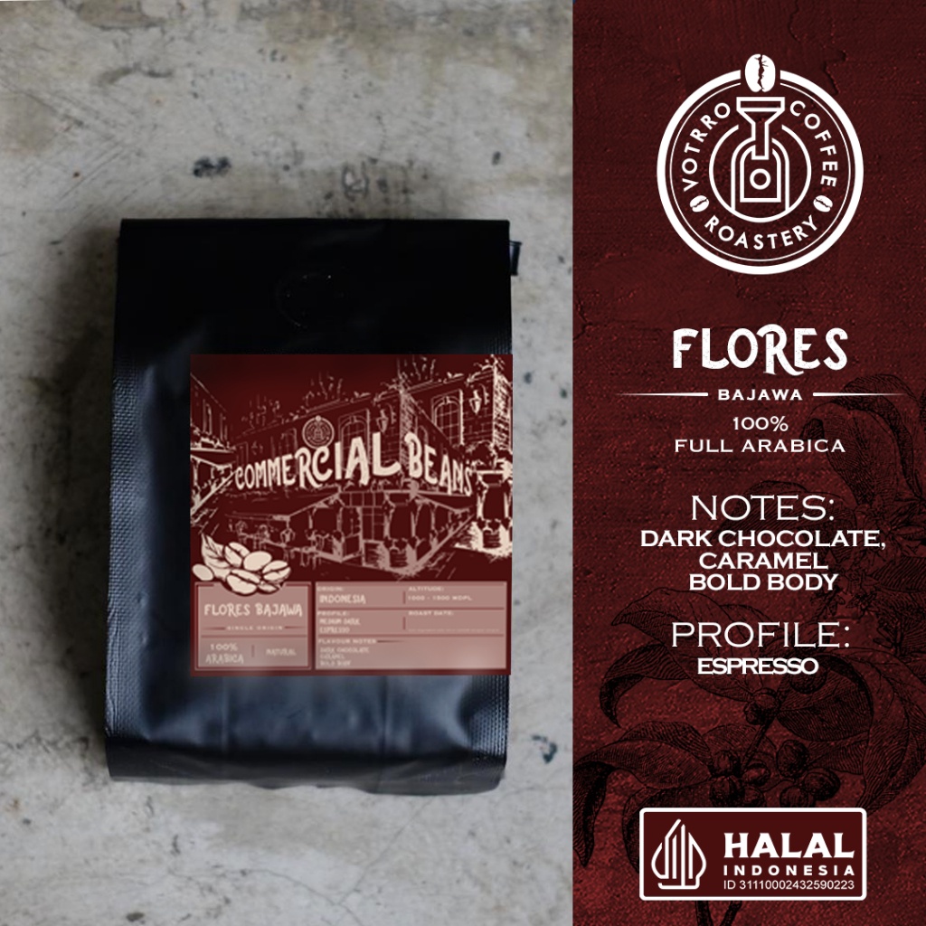 

Biji Kopi Full Arabica Flores Bajawa Roasted Commercial - 200 G