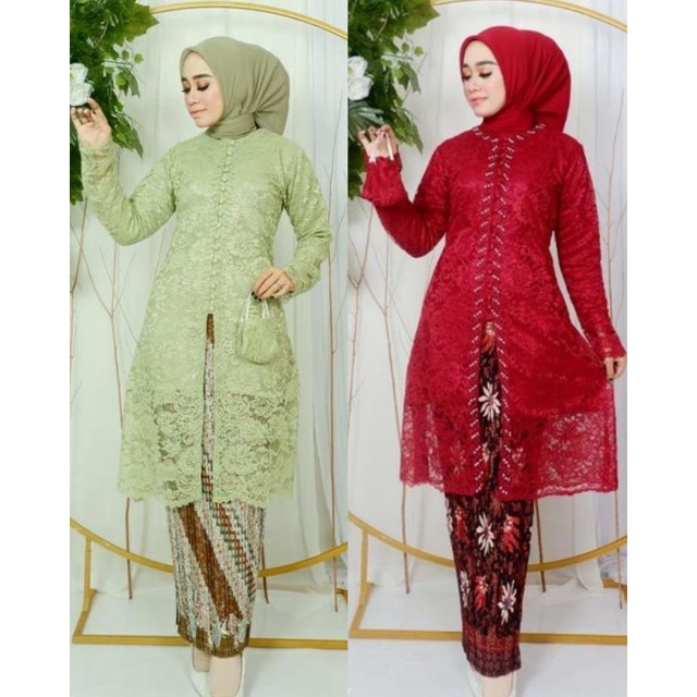 SET KEBAYA BRUKAT KANCING DEPAN/KEBAYA BRUKAT PAYET PREMIUM/KEBAYA PESTA/TUNIK KEBAYA KANCING 1000/K