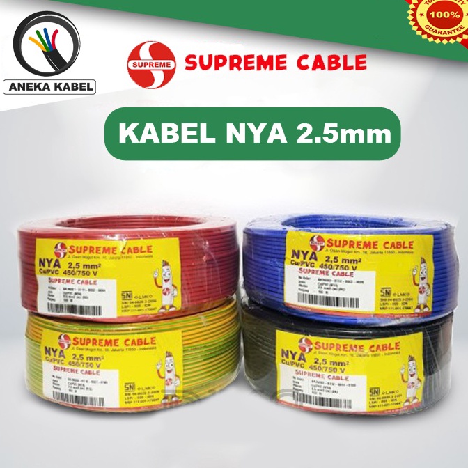 PALING DIMINATI Kabel Listrik NYA 2.5mm / Kabel Kawat Tunggal 2.5mm / Kabel NYA 2.5mm Merek Eterna Supreme Espana Newca Suprera Senmi Harga Per Roll